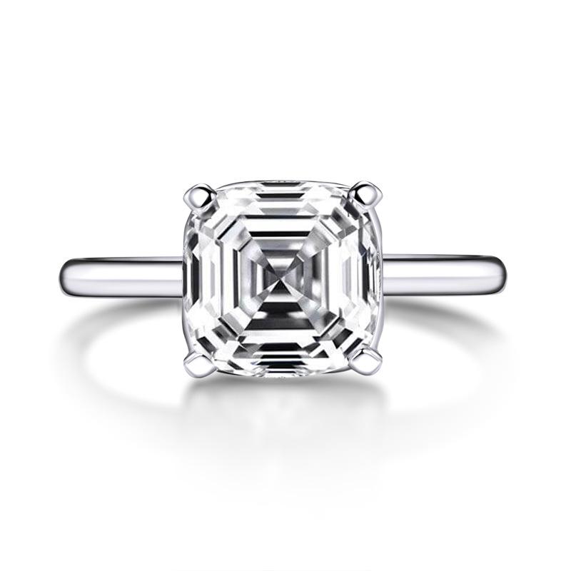 Jolics Asscher Cut Classic 925 Sterling Silver Ring - jolics