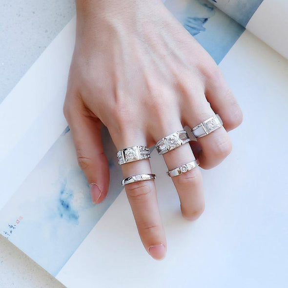 Jolics Created Men's Wedding Band Ring With Center Stone - jolics