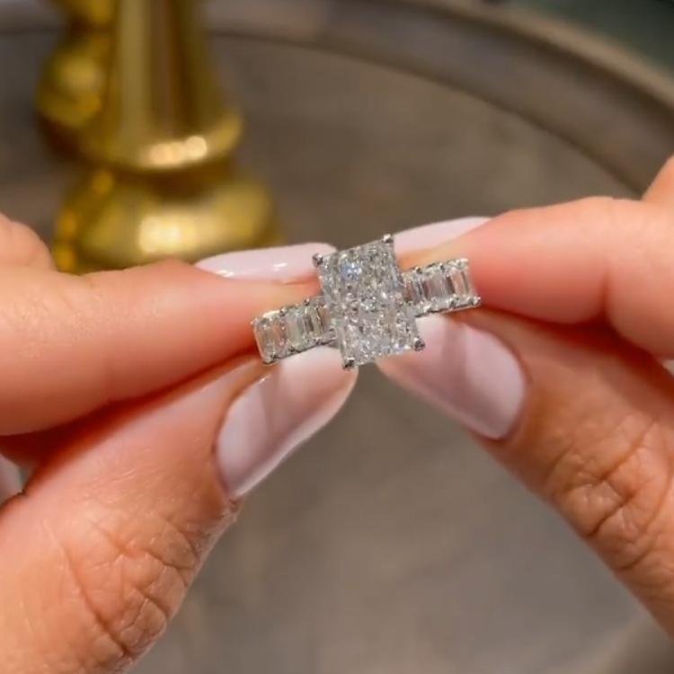 Luxury 10k White Gold 3ct Lab Diamond Ring Sets 925 Sterling Silver Bijou Engagement  Wedding Band Rings For Women Men Jewelry – Tiffany Bridal