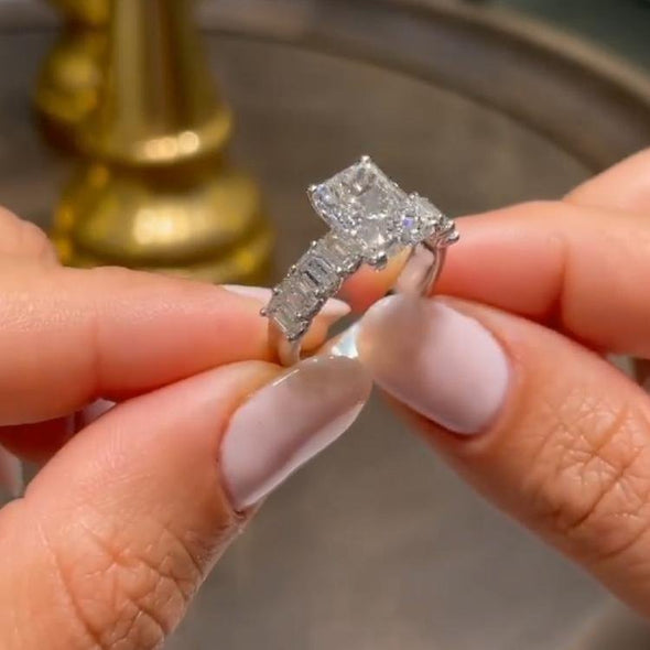 Jolics Fashion Stunning Radiant Cut 925 Sterling Silver Engagement & Wedding Ring - jolics