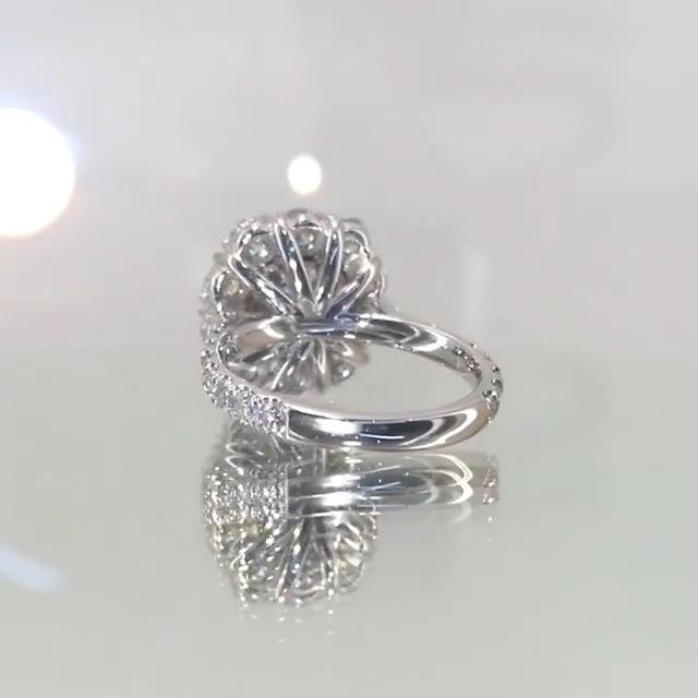 Jolics Flower Shape Handmade Cushion Cut 925 Sterling Silver Ring - jolics