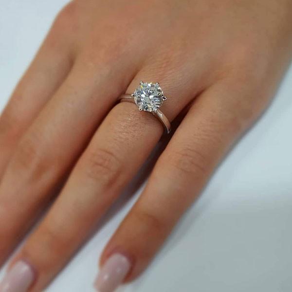2 Ct Natural Round Cut Diamond Solitaire Tapered Engagement Ring 18K White  Gold | eBay