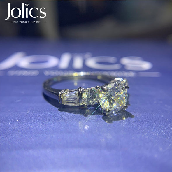 Jolics Handmade 1.5 CT Round Cut Sterling Silver Ring - jolics