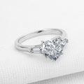 Jolics Handmade 2.0 CT Tapered Three Stone Silver Heart Ring - jolics