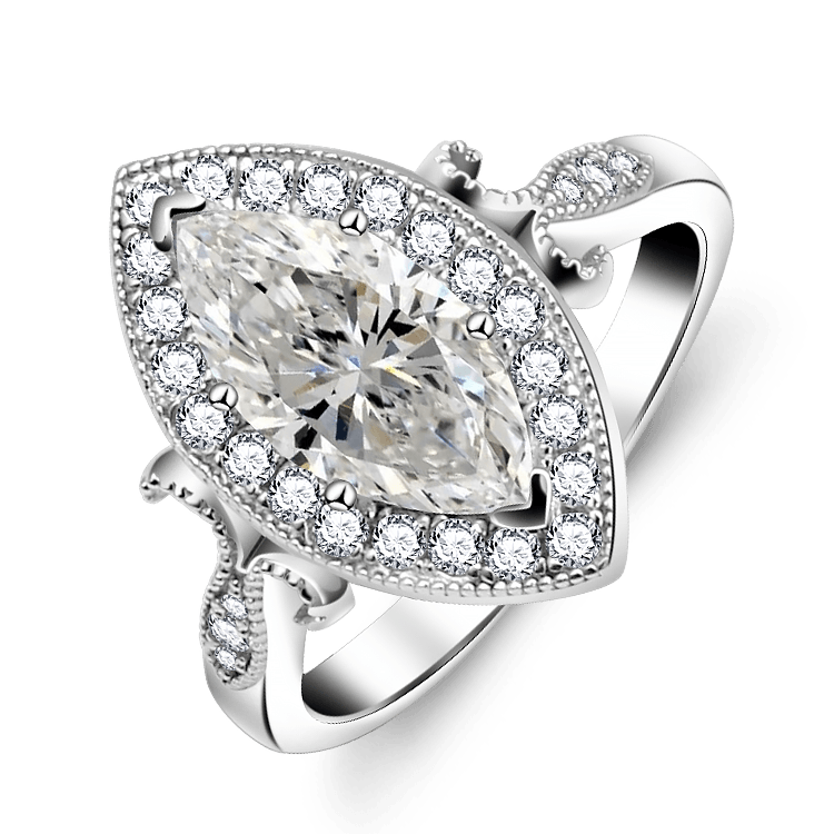 Jolics Handmade 2.8ct Marquise Cut 925 Sterling Silver Engagement & Bridal Ring - jolics