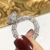 Jolics Handmade 3 CT Radiant Cut Sterling Silver Engagement Ring - jolics