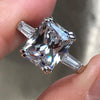 Jolics Handmade 3.0 CT Princess Cut Tapered Three Stone Sterling Silver Ring - jolics