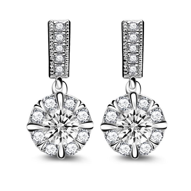 Jolics Handmade 3.5CT Round Cut 925 Sterling Silver Earrings - jolics