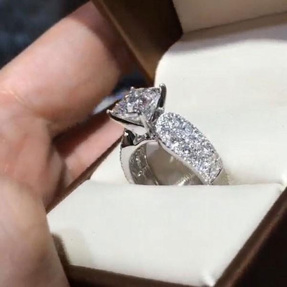 Jolics Handmade 4.0 CT Princess Cut Sterling Silver Engagement Ring - jolics