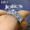 Jolics Handmade 4ct Cushion Cut Halo Silver Wedding Band - jolics