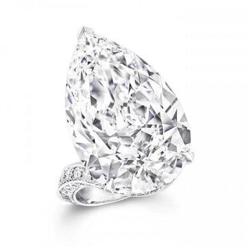 Jolics Handmade 5.0 CT Flawless Pear Cut Bypass Sterling Silver Ring - jolics