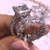 Jolics Handmade 6.0 CT Princess Cut Sterling Silver Ring Set - jolics