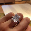 Jolics Handmade 6.5 CT Emerald Cut Three Stone 925 Sterling Silver Ring JS0146 - jolics