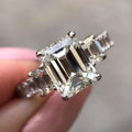 Jolics Handmade 6.95 CT Emerald Cut Sterling Silver Ring - jolics