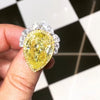 Jolics Handmade 6CT Fancy Yellow Pear Cut Sterling Silver Ring - jolics