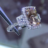 Jolics Handmade 7.3 CT Radiant Cut Halo Sterling Silver Wedding Ring - jolics