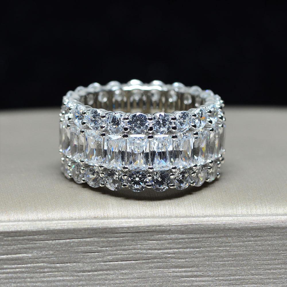 Jolics Handmade 7.6 CT Radiant Eternity Sterling Silver Band Ring - jolics