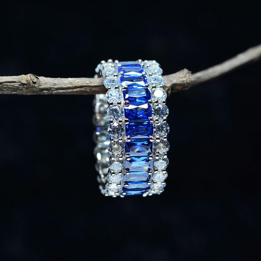 Jolics Handmade 7.8 CT Blue Sapphire Eternity Ring Band - jolics