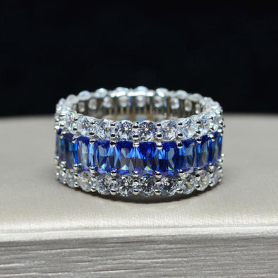 Jolics Handmade 7.8 CT Blue Sapphire Eternity Ring Band - jolics