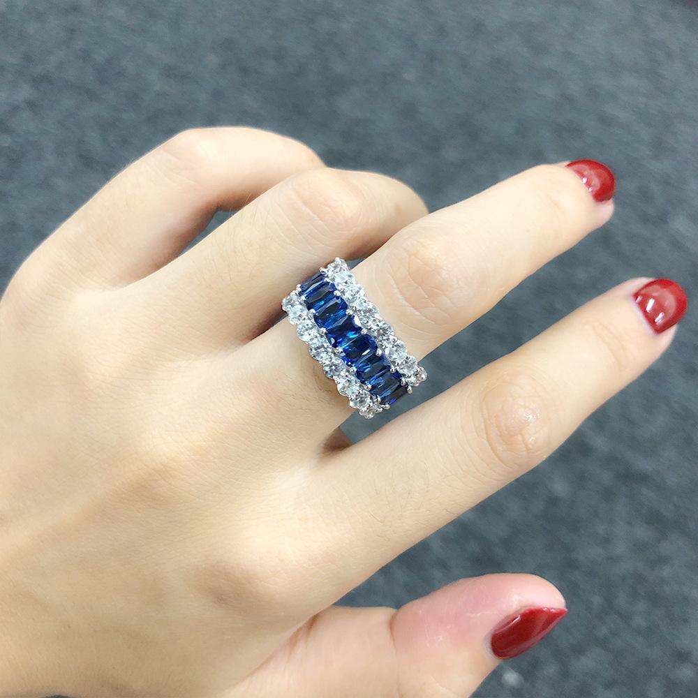 Jolics Handmade 7.8 CT Blue Sapphire Eternity Ring Band - jolics