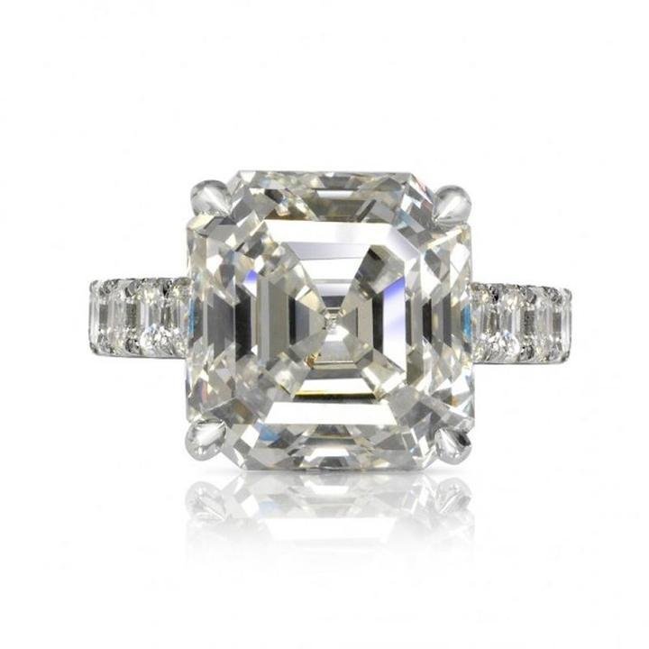 Jolics Handmade 9.5 CT Asscher Cut Sterling Silver Engagement Ring - jolics