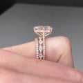 Jolics Handmade Emerald Cut 925 Sterling Silver Engagement Set Ring - jolics