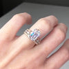 Jolics Handmade Emerald Cut 925 Sterling Silver Engagement Set Ring - jolics