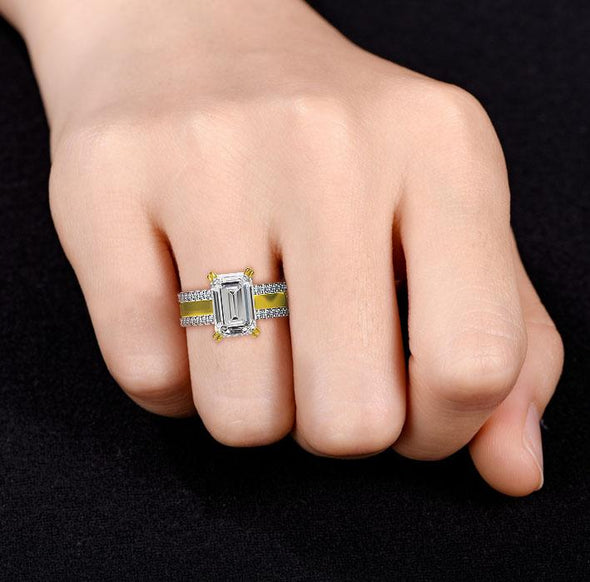 Jolics Handmade Emerald Cut 925 Sterling Silver Party & Engagement Ring - jolics
