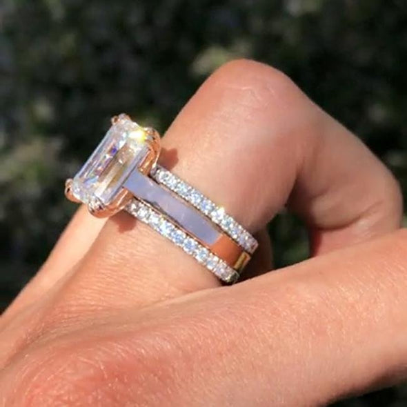 Jolics Handmade Emerald Cut 925 Sterling Silver Party & Engagement Ring - jolics