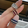 Jolics Handmade Emerald Cut Ruby&Sapphire Sterling Silver Wedding Band - jolics