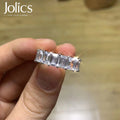 Jolics Handmade Emerald Cut Sterling Silver Eternity Band - jolics