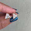 Jolics Handmade Fashion Yellow Gold Round Cut Three Stones Triangle Stud Earrings - jolics