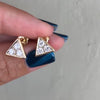 Jolics Handmade Fashion Yellow Gold Round Cut Three Stones Triangle Stud Earrings - jolics