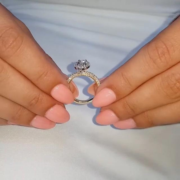 Jolics Handmade Halo Oval Cut Engagement Ring - jolics