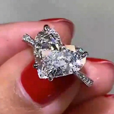 Jolics Handmade Heart Cut 925 Sterling Silver classic Engagement Ring - jolics