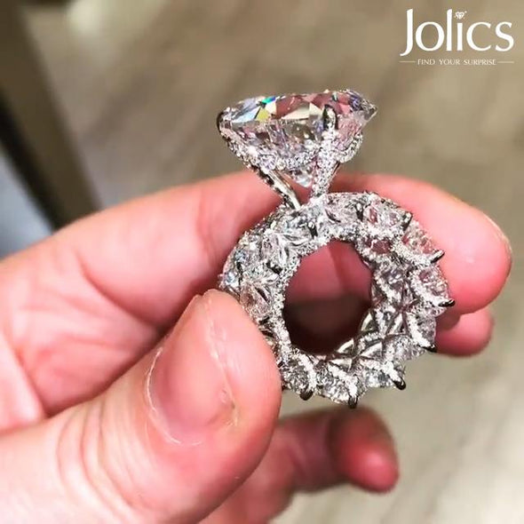 Jolics Handmade Heart Cut 925 Sterling Silver Wedding Set - jolics