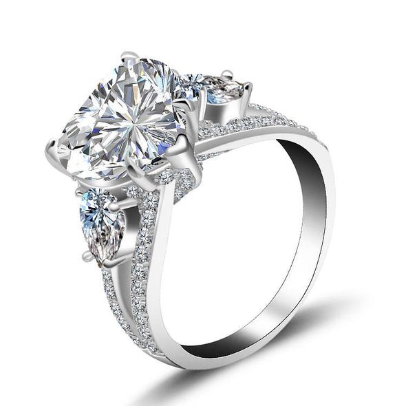 Jolics Handmade Heart Cut Halo 925 Sterling Silver Party & Engagement Ring - jolics