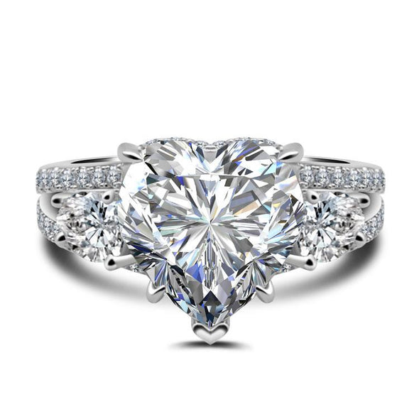 Jolics Handmade Heart Cut Halo 925 Sterling Silver Party & Engagement Ring - jolics