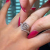 Jolics Handmade Heart Cut Halo Sterling Silver Engagement Ring - jolics