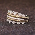 Jolics handmade Multi-Rows Round Cut Pave Setting Wedding Band - jolics