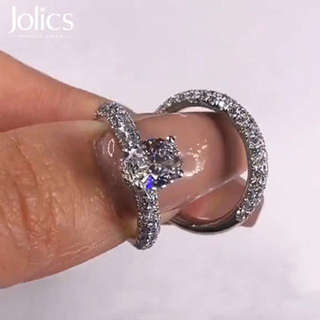 Jolics Handmade Oval 1.5ct Ring with a Half-Pave Band - jolics