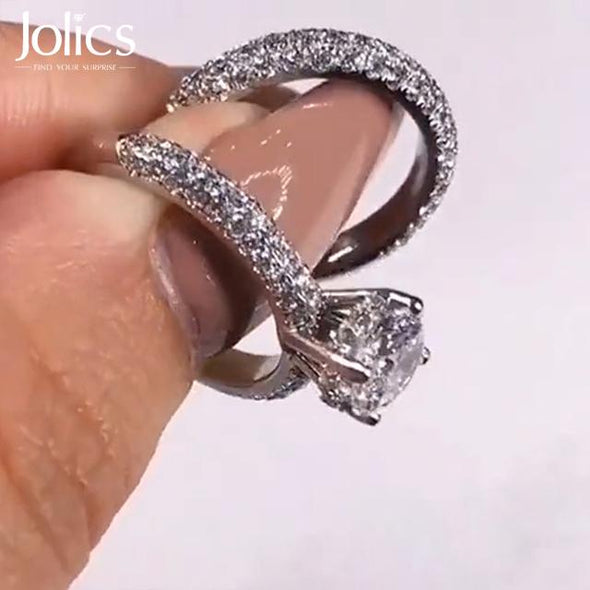Jolics Handmade Oval 1.5ct Ring with a Half-Pave Band - jolics
