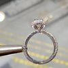 Jolics Handmade Oval Cut Double Row Stone Split Sterling Silver Engagement Ring - jolics