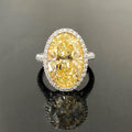 Jolics Handmade Oval Cut Halo Yellow Sapphire Sterling Silver Ring - jolics