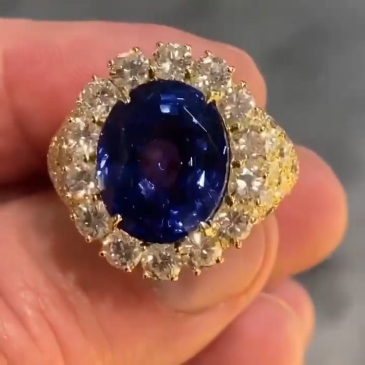 Jolics Handmade Oval Cut Sapphire Eternity Engagement Ring - jolics