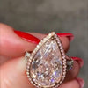 Jolics Handmade Pink Sapphire Halo Pear Cut 925 Sterling Silver Engagement Ring - jolics