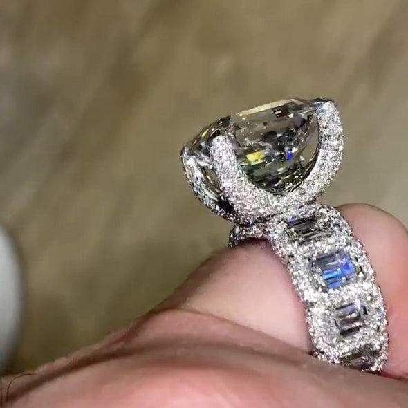 Jolics Handmade Radiant Cut 925 Sterling Silver Party & Engagement Ring - jolics