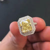 Jolics Handmade Radiant Cut Double Halo Yellow Sapphire Sterling Silver Engagement & Wedding Ring - jolics