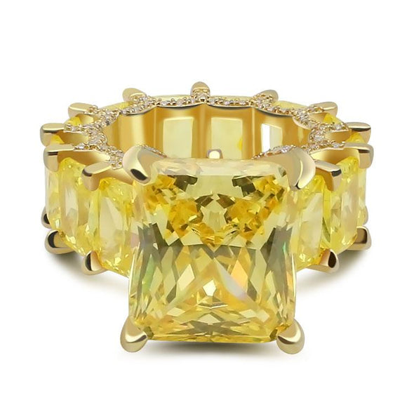 Jolics Handmade Radiant Cut Golden Silver Colors 925 Sterling Silver Party & Engagement Ring JS0502 - jolics