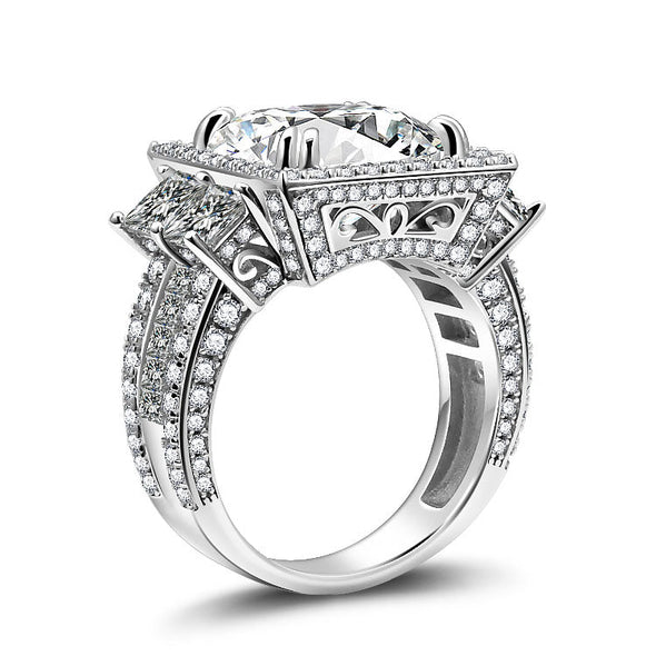 Jolics Handmade Radiant Cut Halo 925 Sterling Silver Classic Party Engagement Ring - jolics